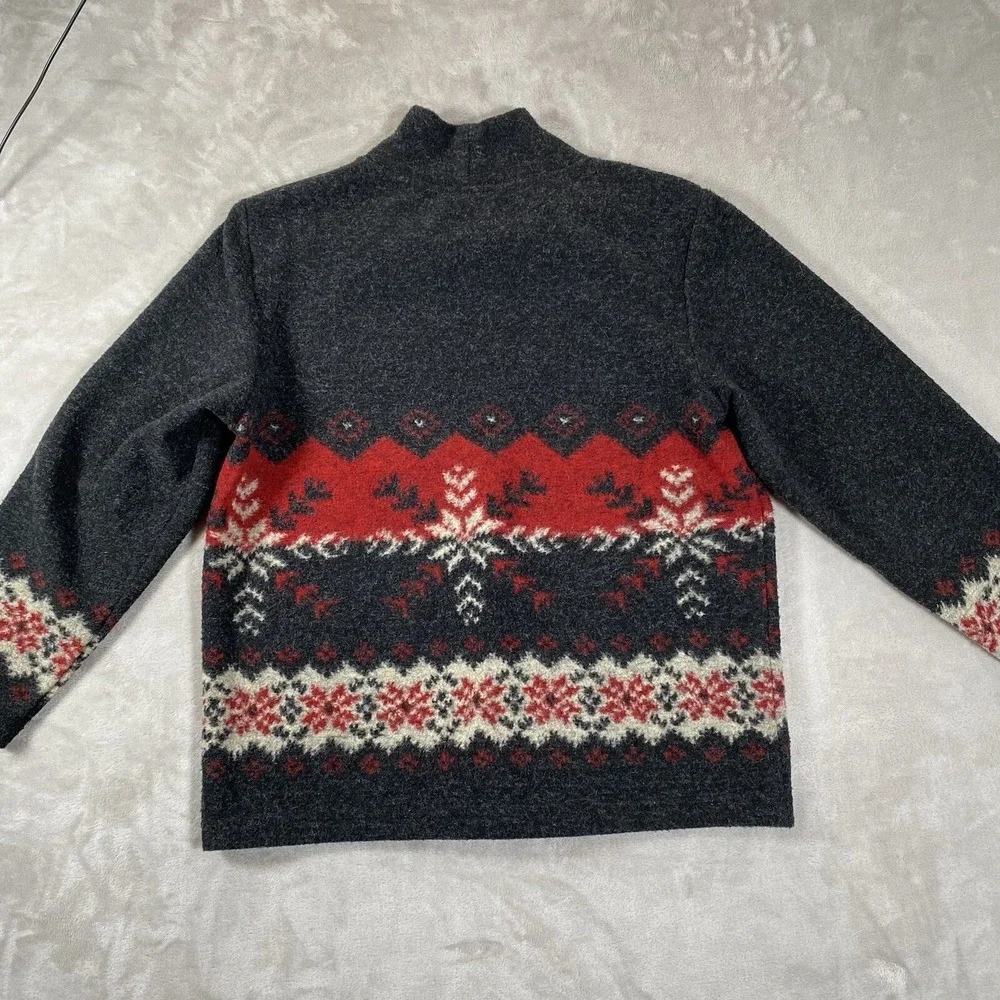 VTG Talbots Petites Womens M Sweater SNOWFLAKE Winter Gray Multicolor